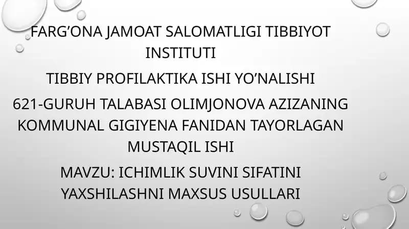Tibbiy profilaktika ishi yo’nalishi