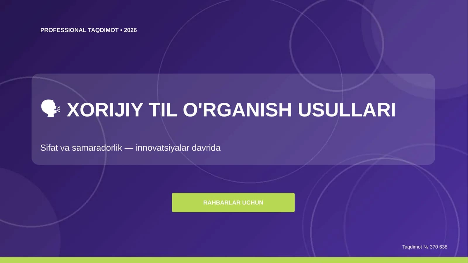 XORIJIY TIL O'RGANISH USULLARI