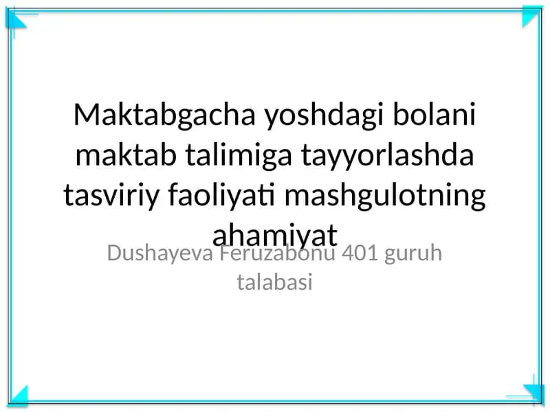 Maktabgacha Yosh Bolalarini Tasvirlash