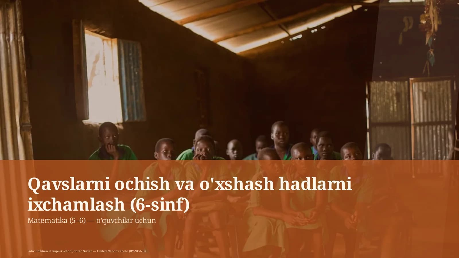 Qavslarni ochish va o'xshash hadlarni ixchamlash (6-sinf)