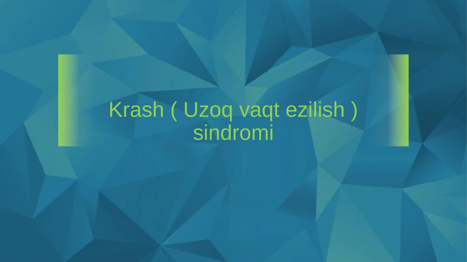 Krash (Uzoq vaqt ezilish) sindromi.