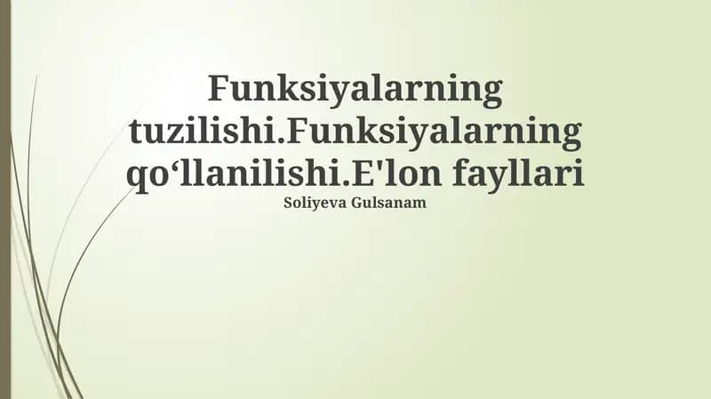 Funksiyaning Tuzilishi