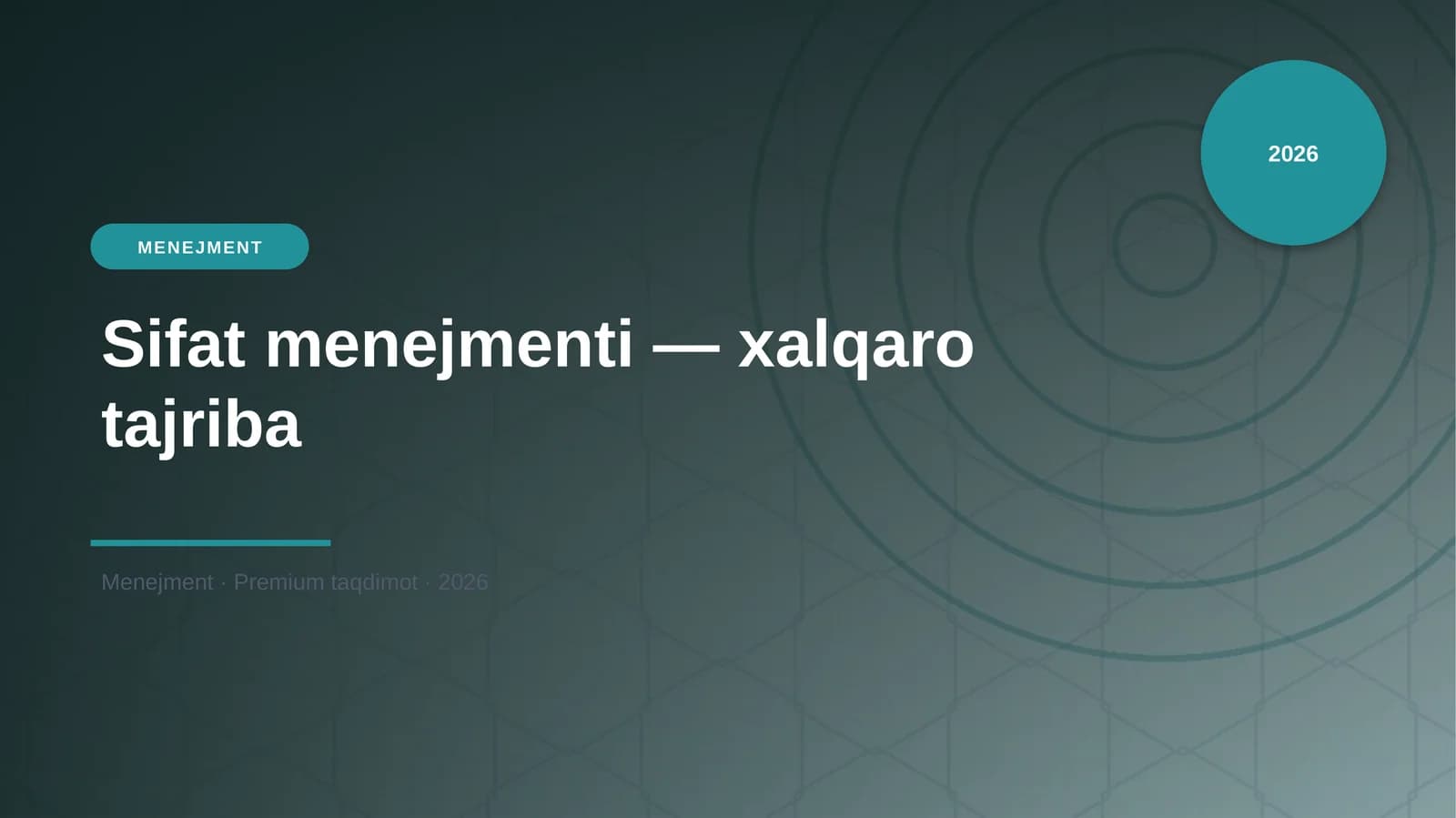 Sifat menejmenti - xalqaro tajriba