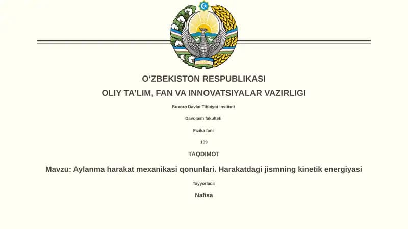 Aylanma harakat mexanikasi qonunlari