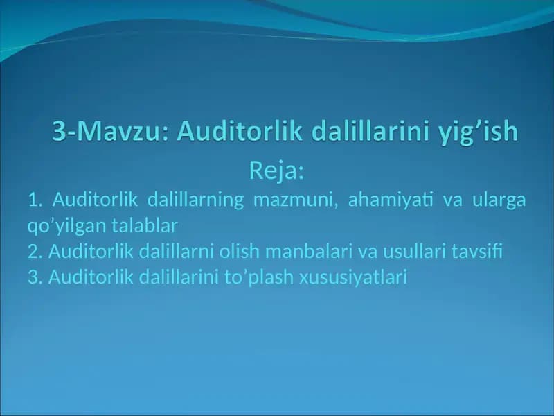 Auditorlik dalillarini yigʻish 2