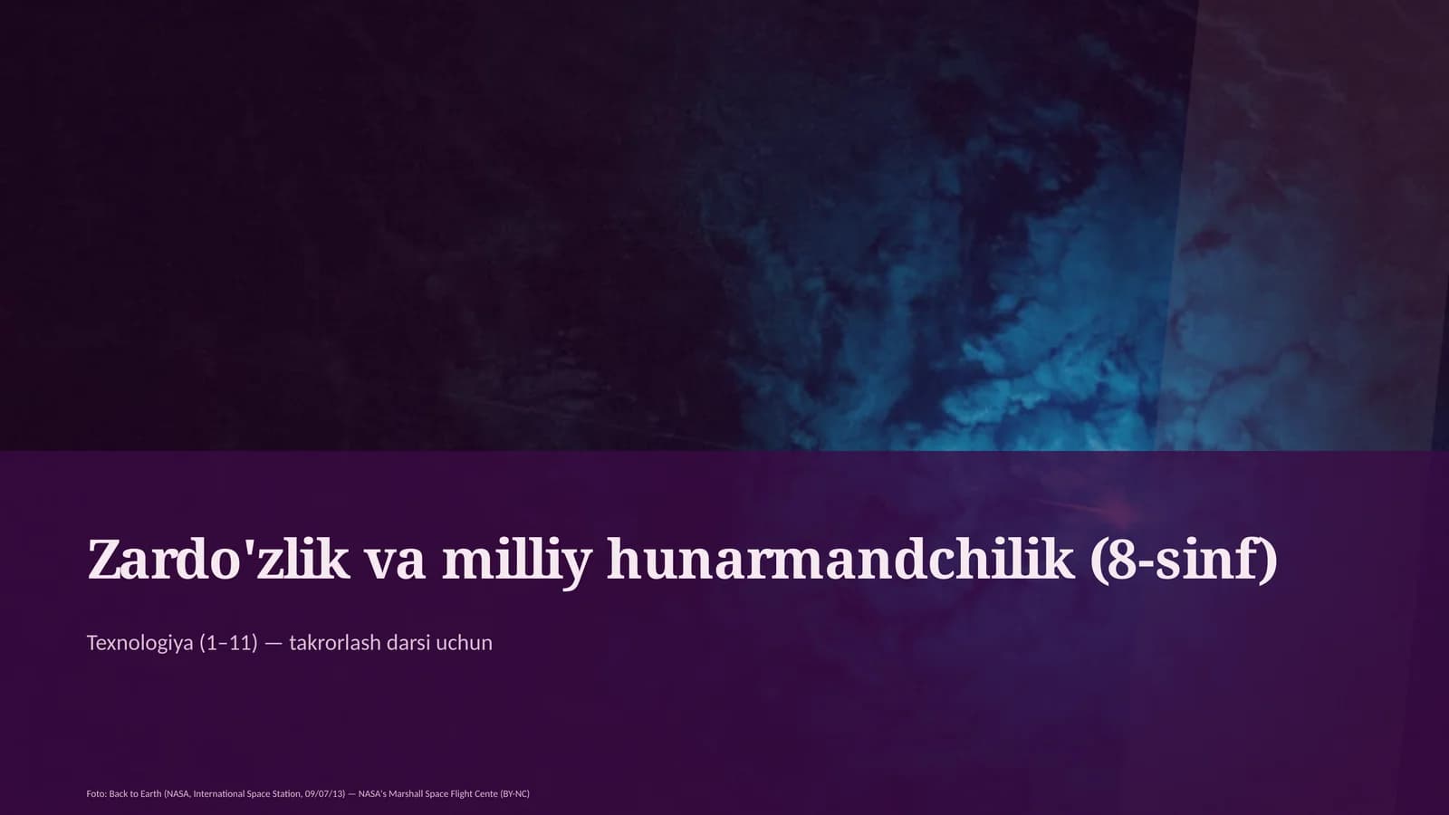Zardo'zlik va milliy hunarmandchilik (8-sinf)