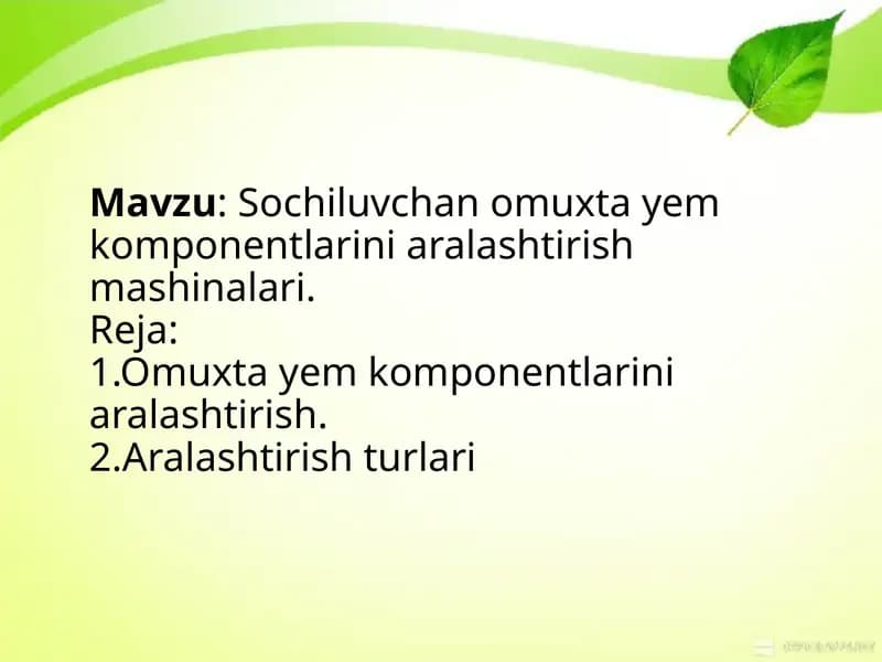 Sochiluvchan omuxta yem komponentlarini aralashtirish mashinalari