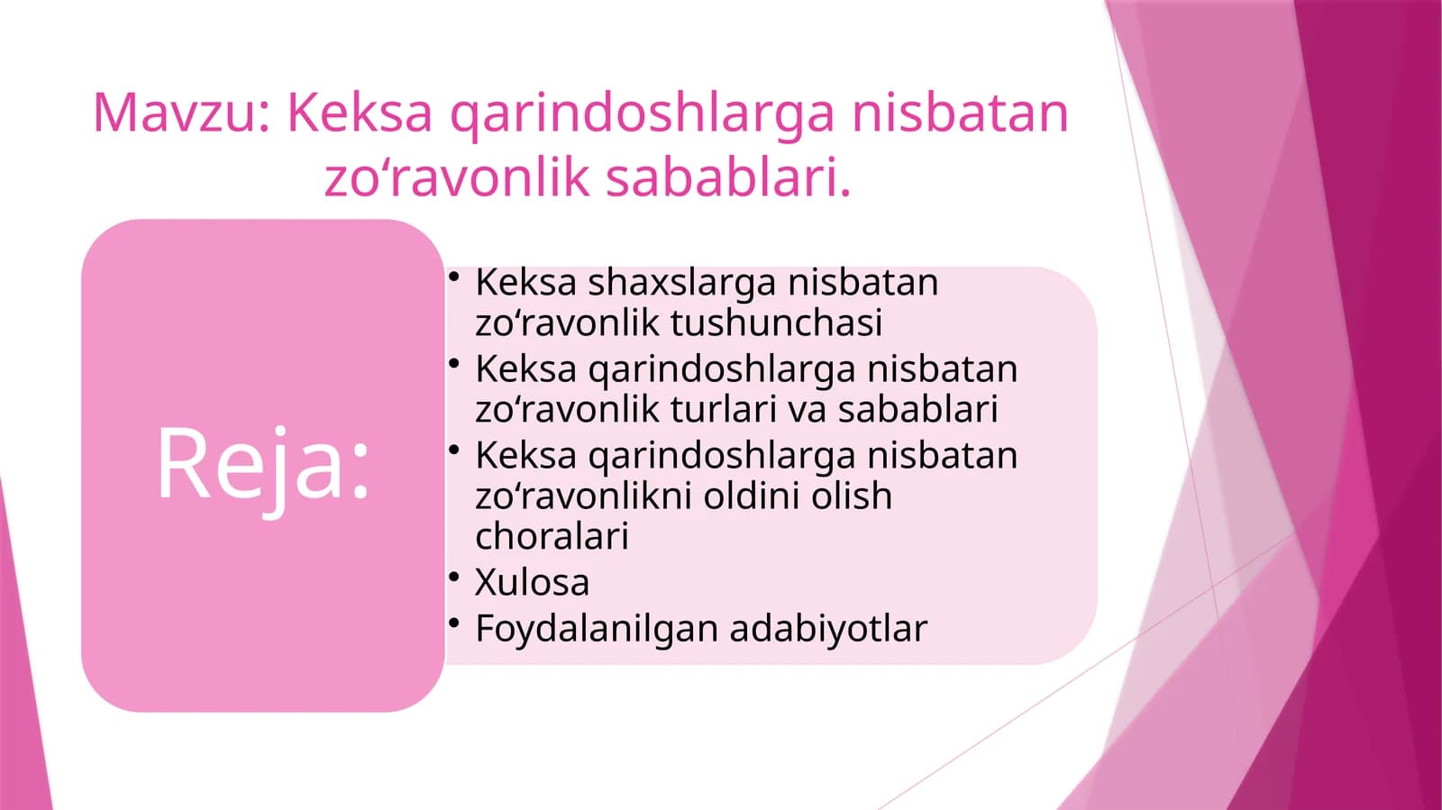 Keksa qarindoshlarga nisbatan  zo‘ravonlik sabablari.