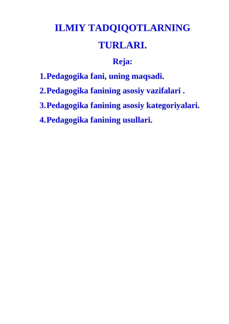 Pedagogika fanining asosiy kategoriyalari