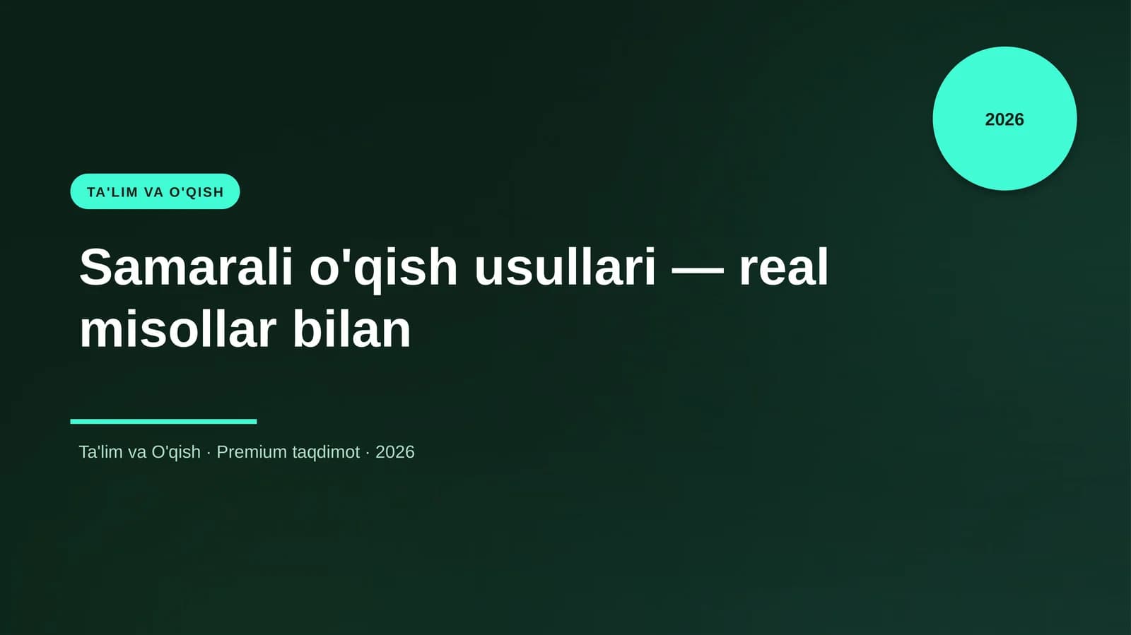 Samarali o'qish usullari — real misollar bilan