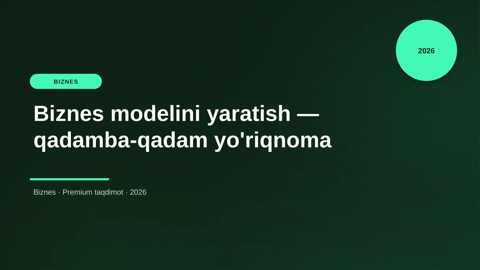 Biznes modelini yaratish — qadamba-qadam yo'riqnoma