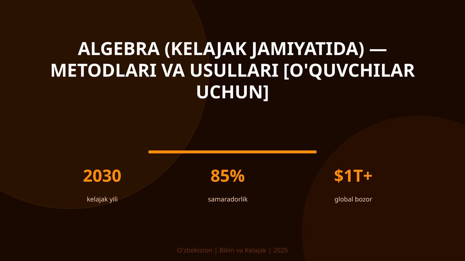 Algebra (Kelajak Jamiyatida) - Metodlari va Usullari [O'quvchilar Uchun]