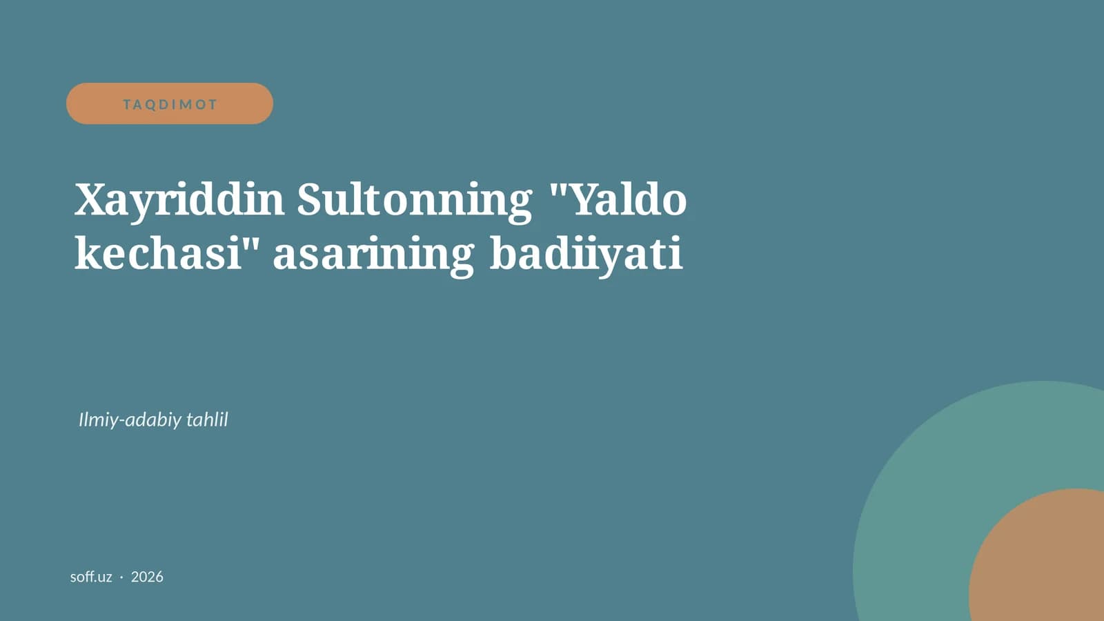 "Yaldo kechasi" asarining badiiyati
