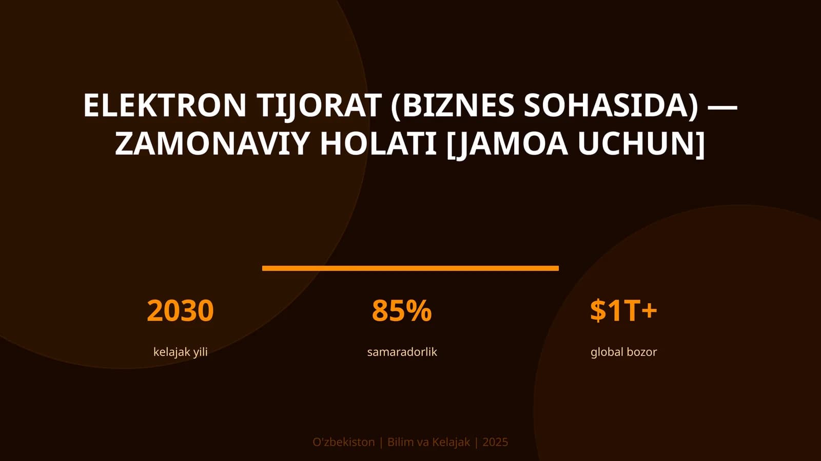 Elektron tijorat (biznes sohasida) — zamonaviy holati [jamoa uchun]
