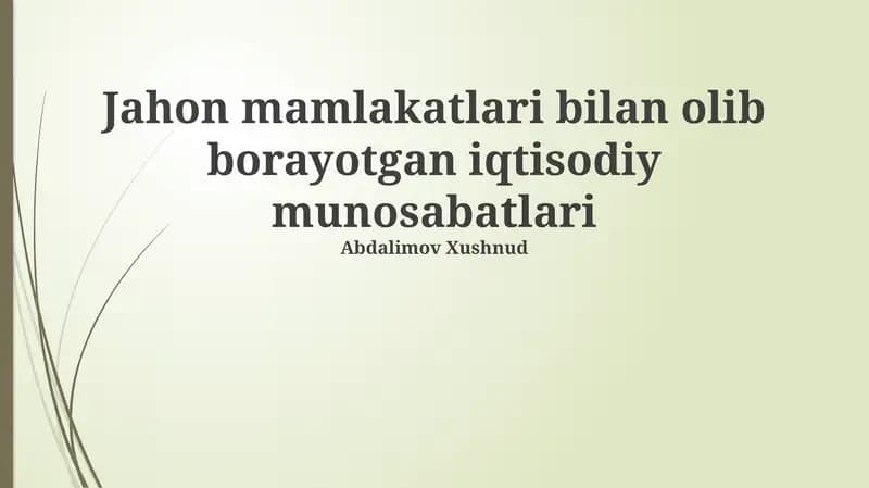 Tashqi Iqtisodiy Aloqalar