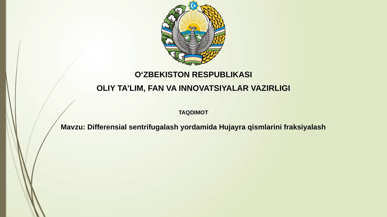 Differensial sentrifugalash yordamida Hujayra qismlarinifraksiyalash