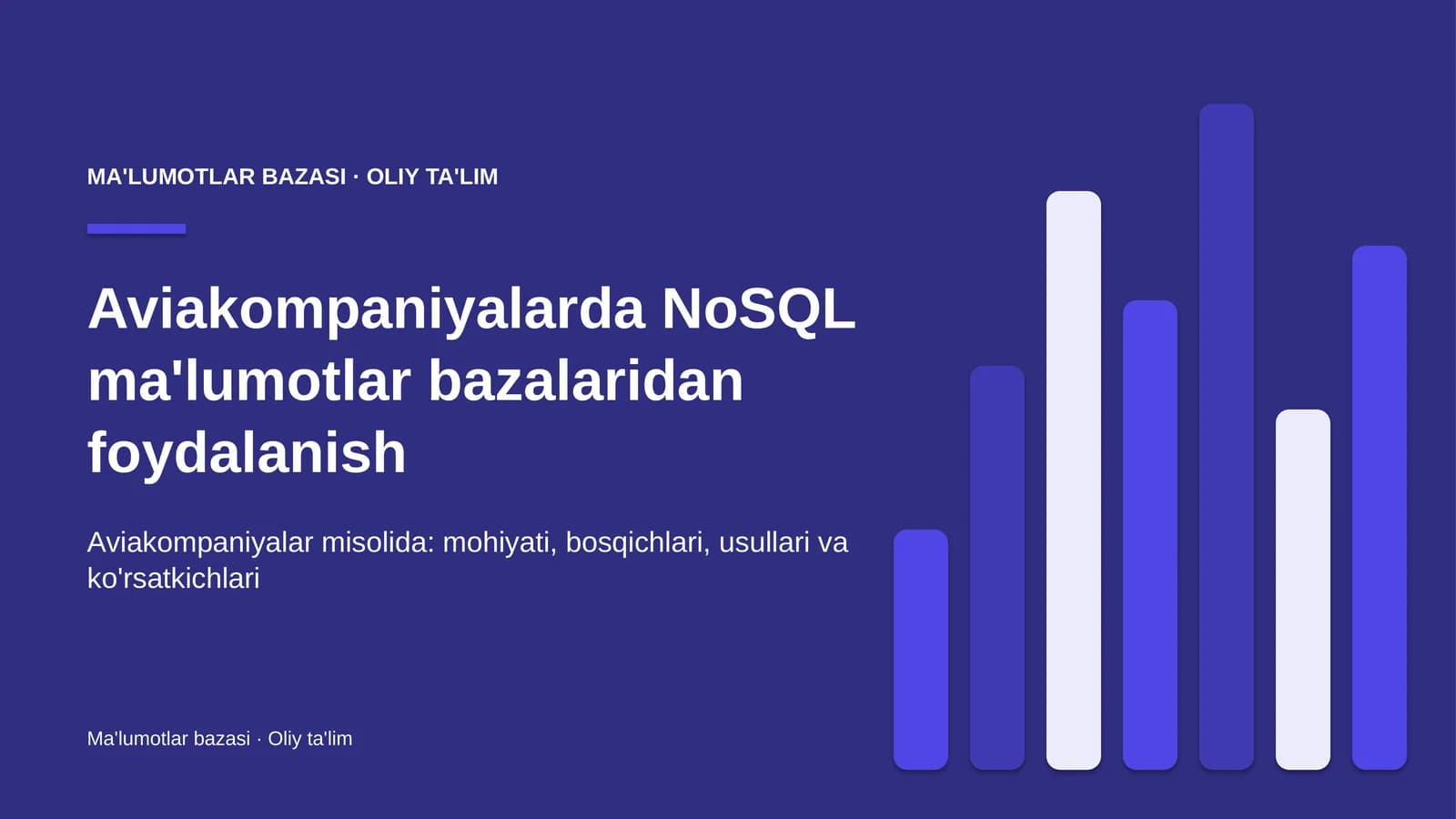 Aviakompaniyalarda NoSQL ma'lumotlar bazalaridan foydalanish