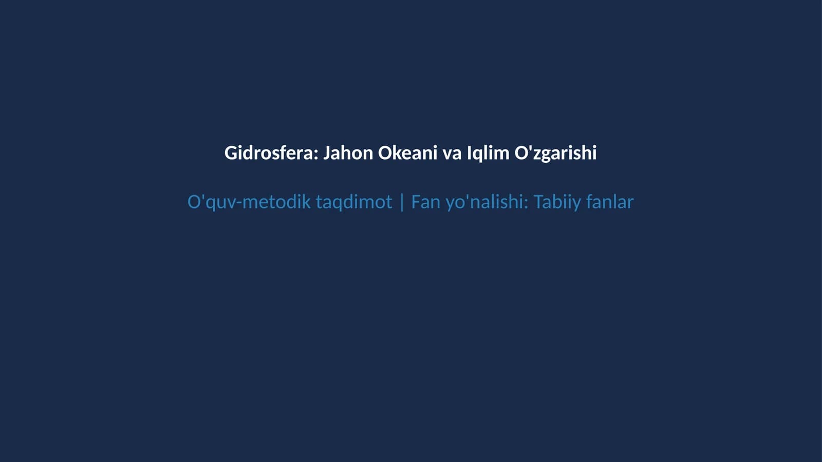 Jahon okeani va iqlim o'zgarishi