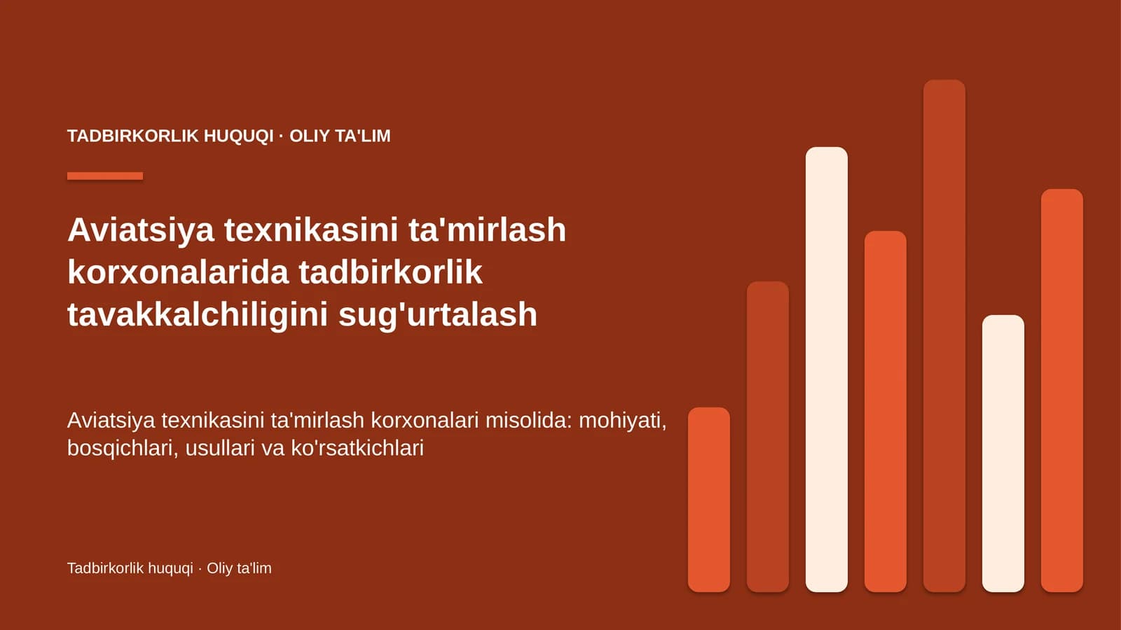 Tadbirkorlik Huquqi · Oliy Ta'lim