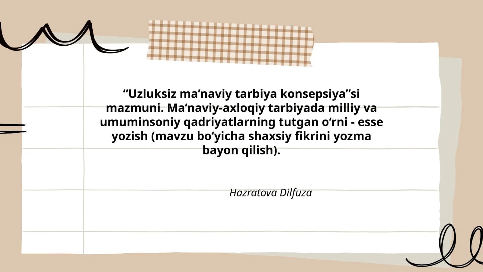 Uzluksiz ma’naviy tarbiya konsepsiya
