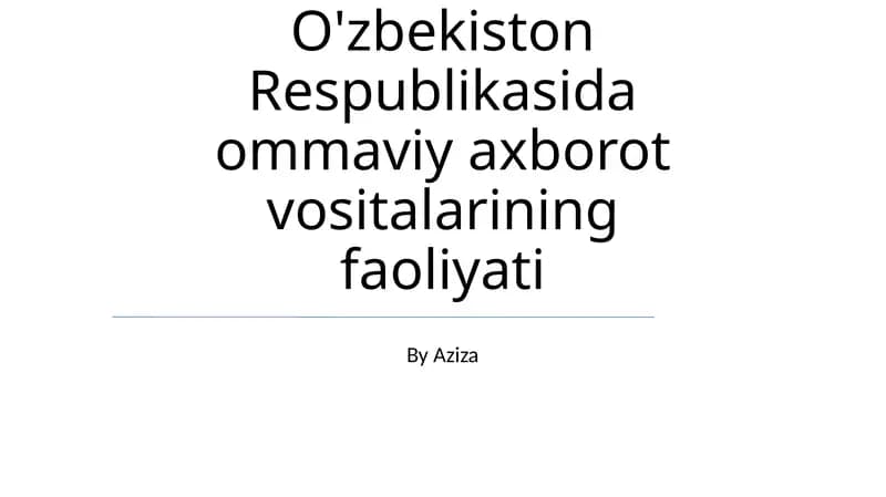 Ommaviy axborot vositalarining holati