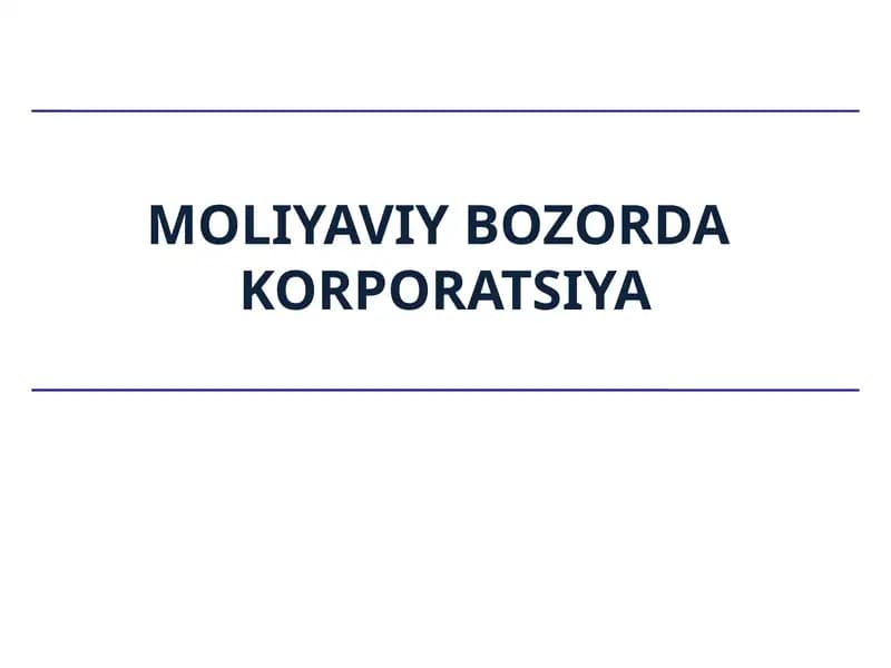 Moliyaviy Bozordakorporatsiya
