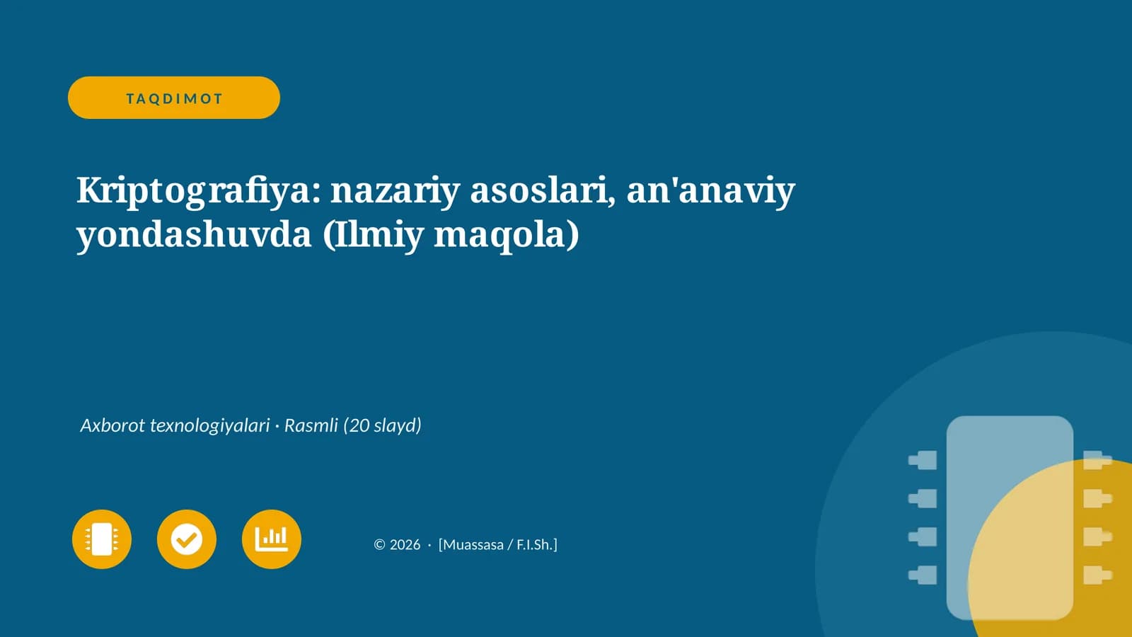 Kriptografiya: nazariy asoslari, an'anaviy yondashuvda (Ilmiy maqola)