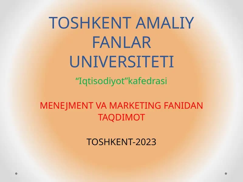 MENEJMENT VA MARKETING FANIDAN TAQDIMOT