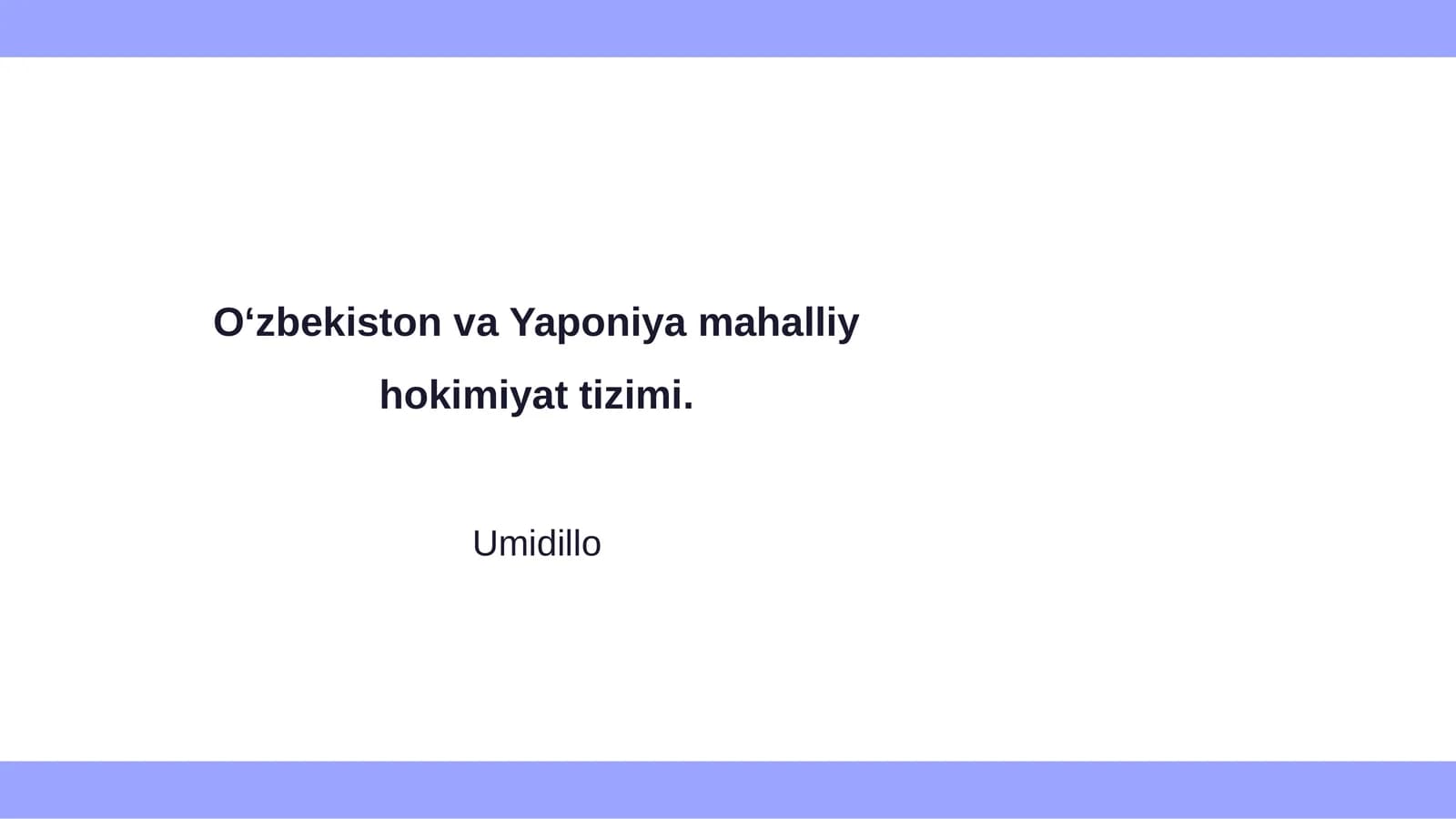 Oʻzbekiston va Yaponiya mahalliy hokimiyat tizimi