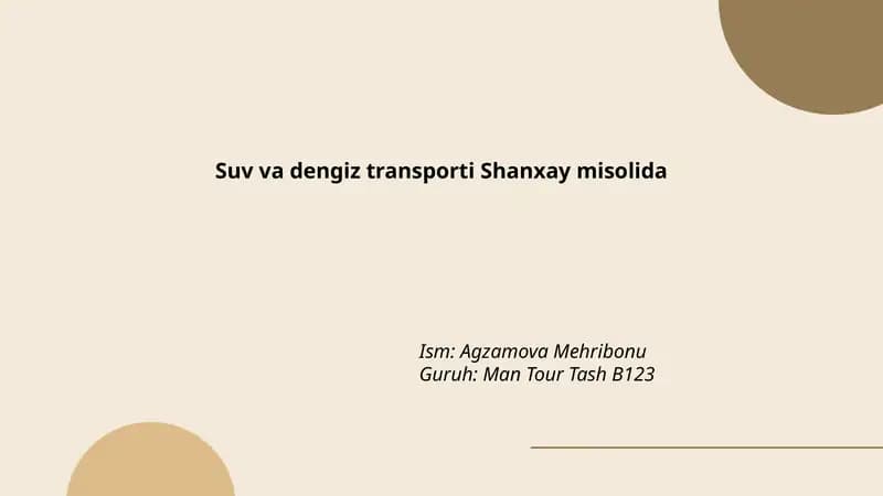 Suv va dengiz transporti Shanxay misolida