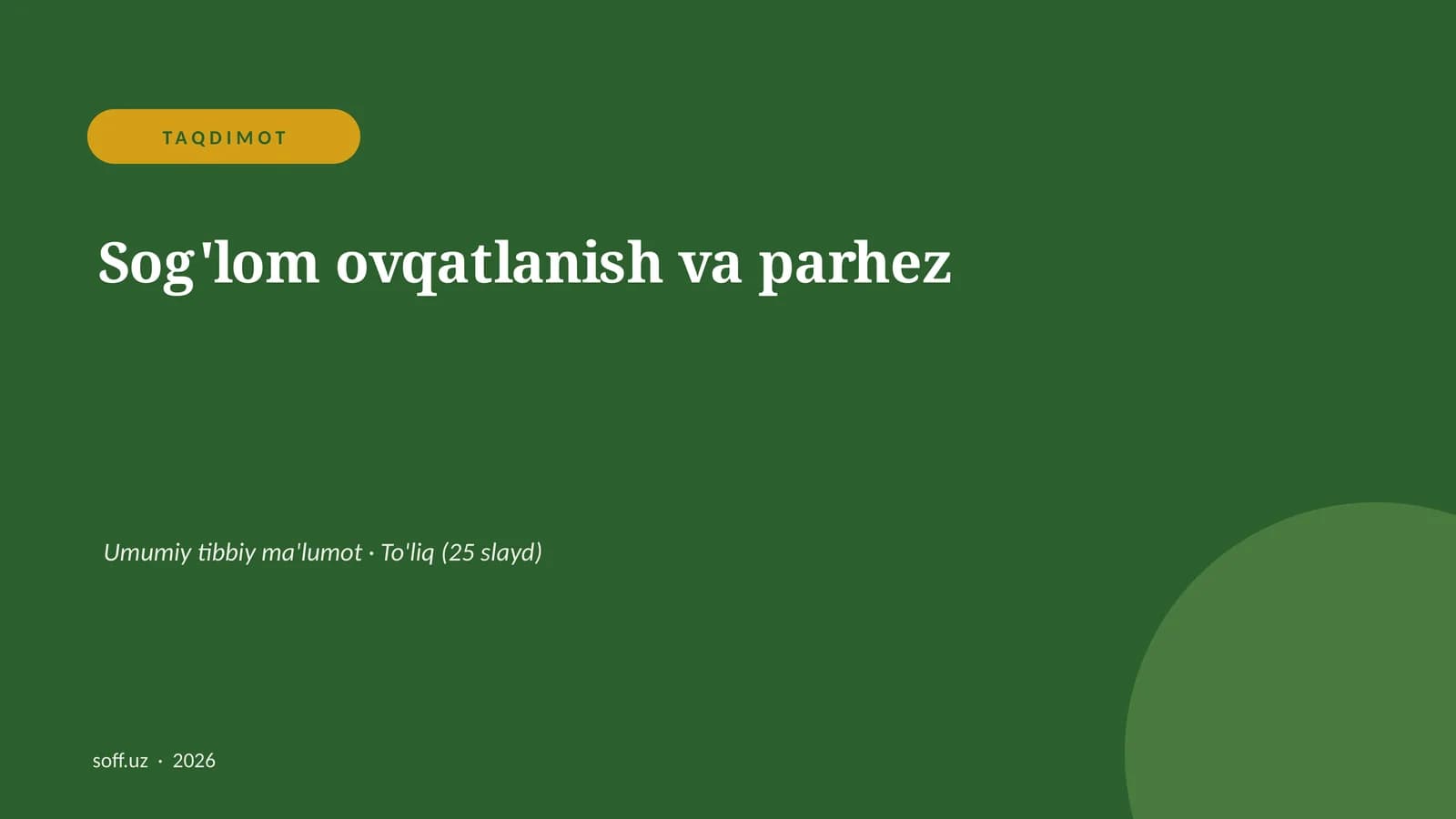 Sog'lom ovqatlanish va parhez
