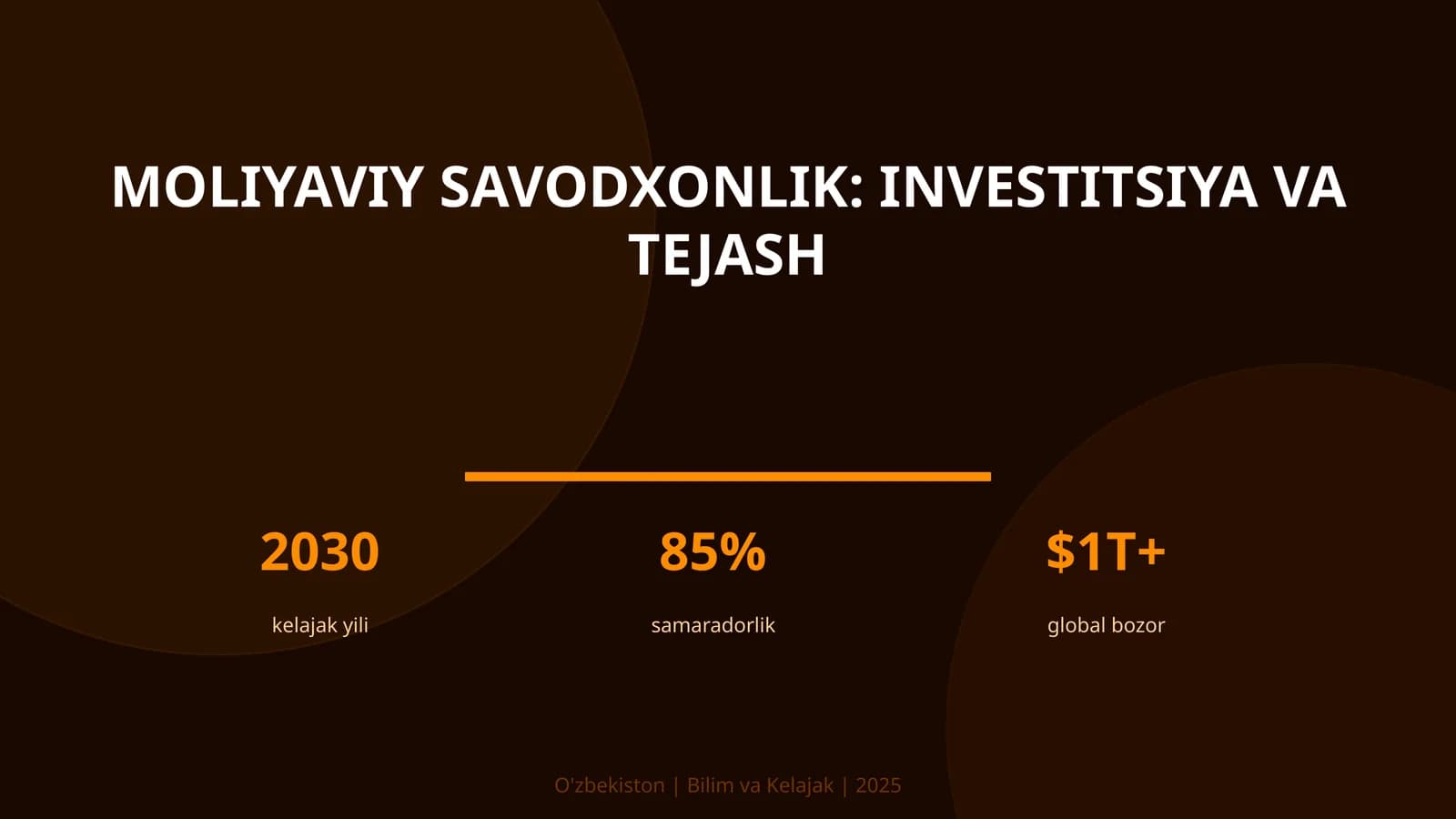 Moliyaviy savodxonlik: investitsiya va tejash