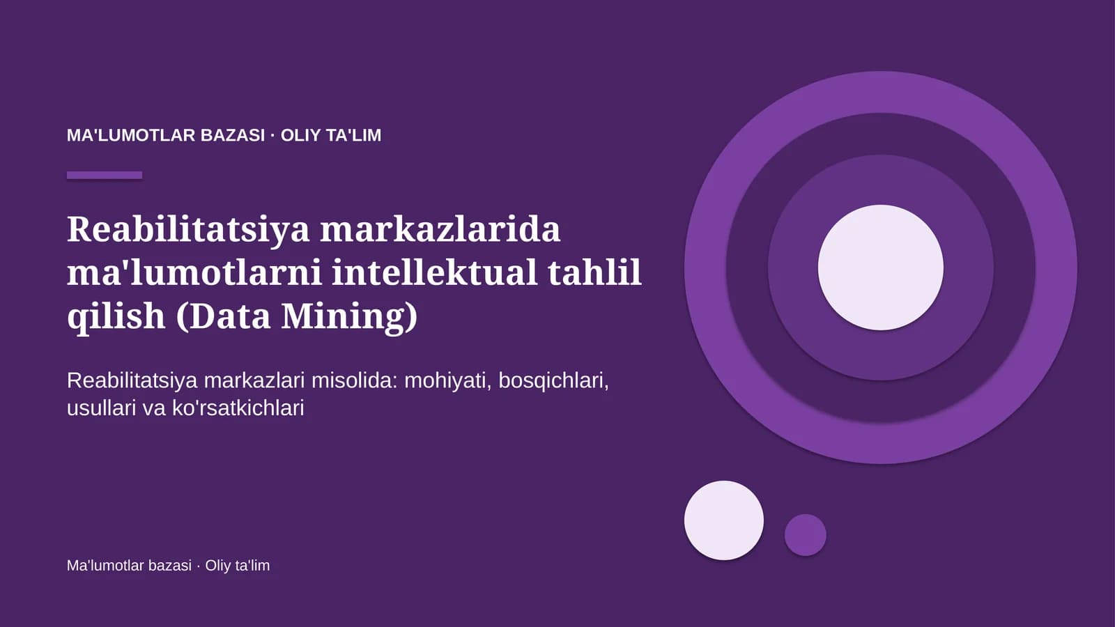 reabilitatsiya markazlarida ma'lumotlarni intellektual tahlil qilish data mining 1404