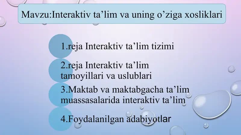 Interaktiv ta’lim va uning o’ziga xosliklari