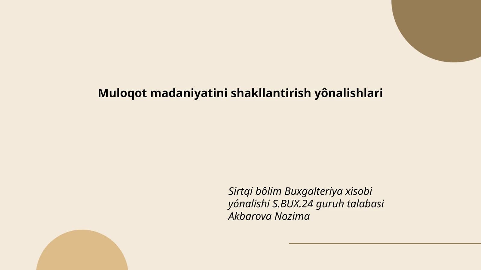 Muloqot madaniyatini shakllantirish yônalishlari