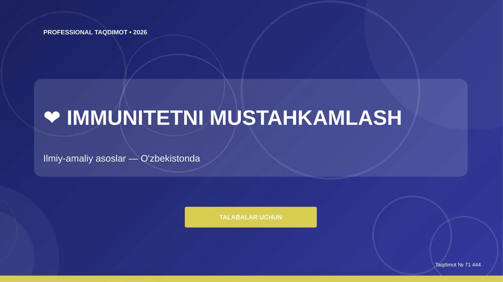 IMMUNITETNI MUSTAHKAMLASH Ilmiy-amaliy asoslar