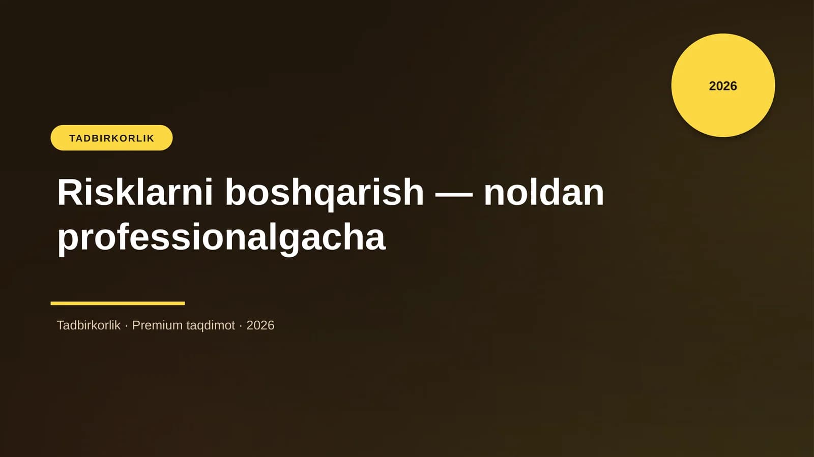 Risklarni boshqarish — noldan professionalgacha