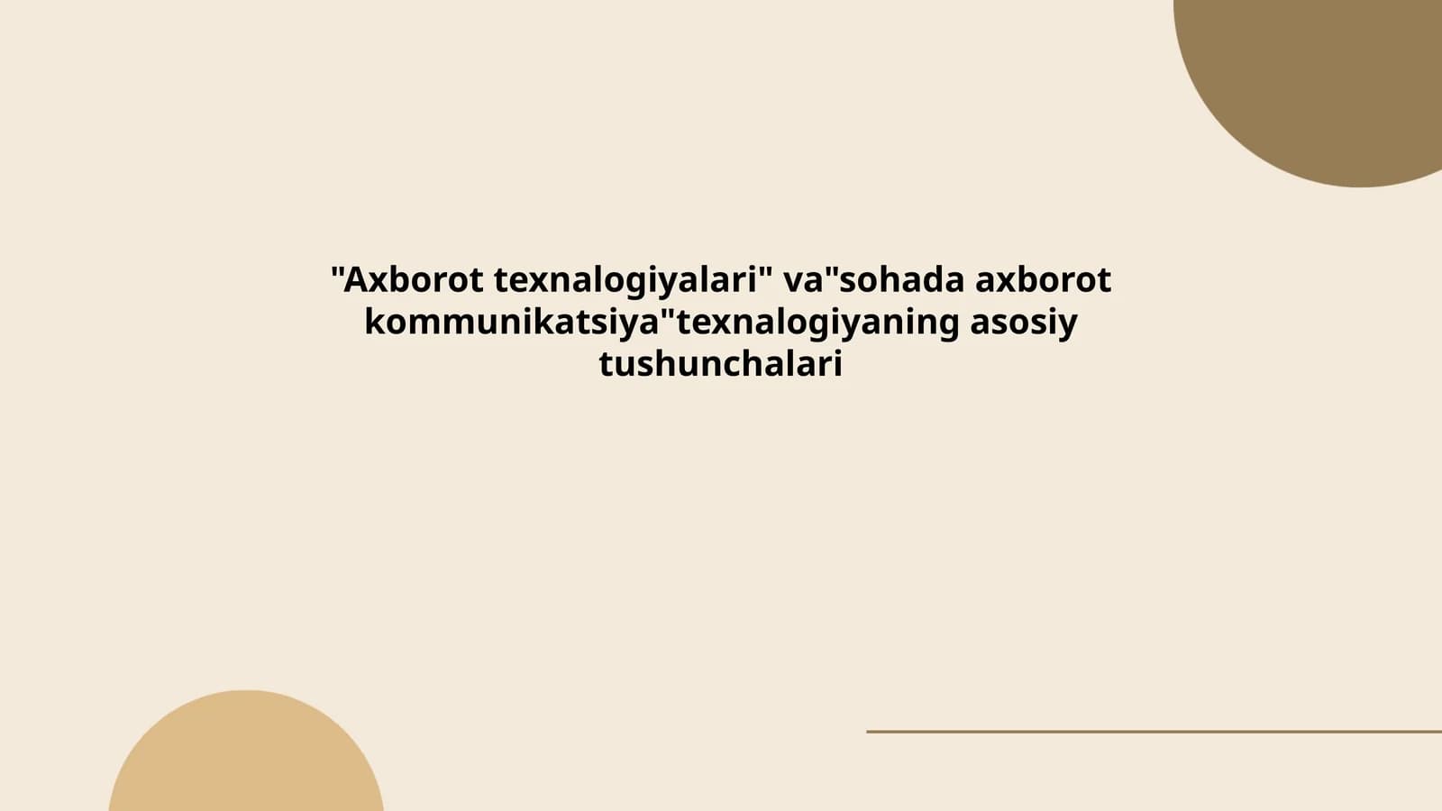 Axborot texnologiyalari va sohada axborot kommunikatsiya texnalogiyaning asosiy tushunchalari