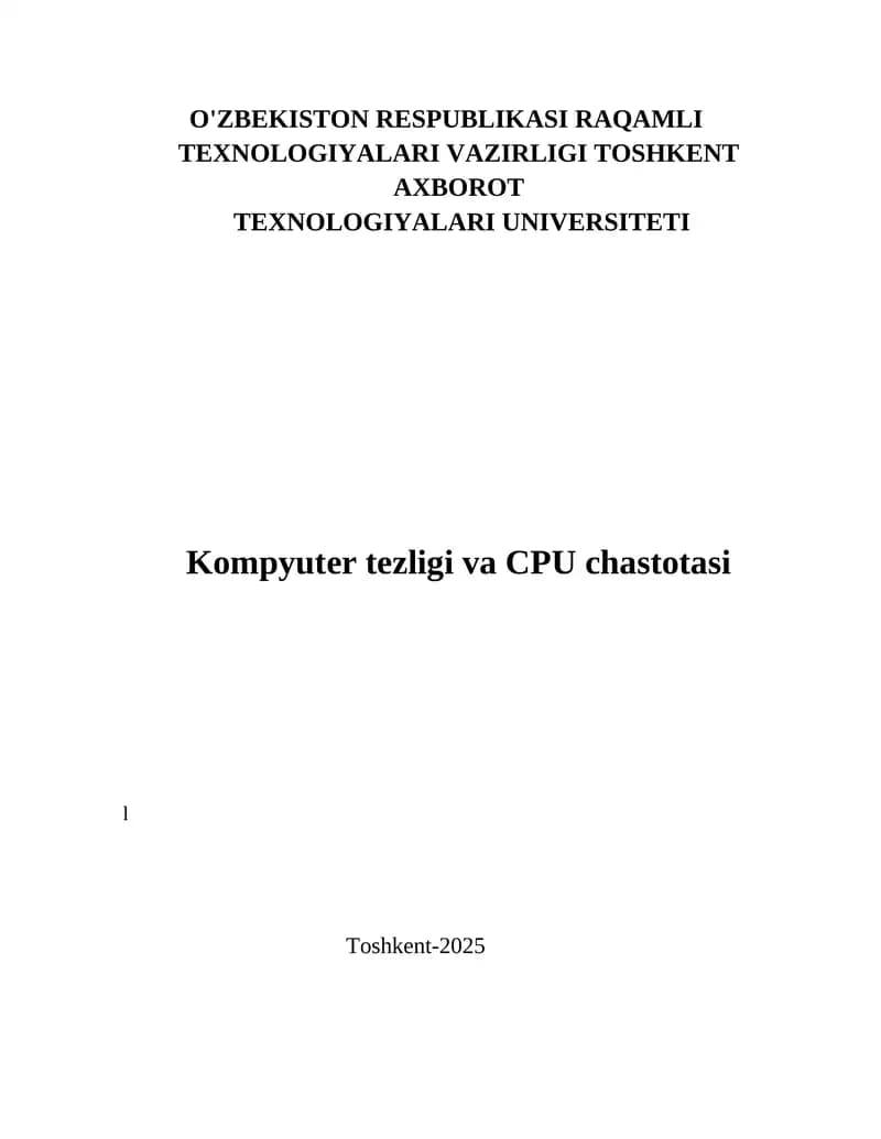 Kompyuter tezligi va CPU chastotasi