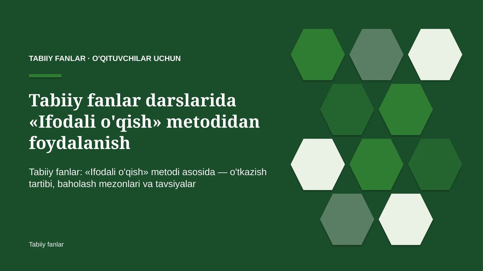 tabiiy fanlar darslarida ifodali o'qish metodidan foydalanish 7514