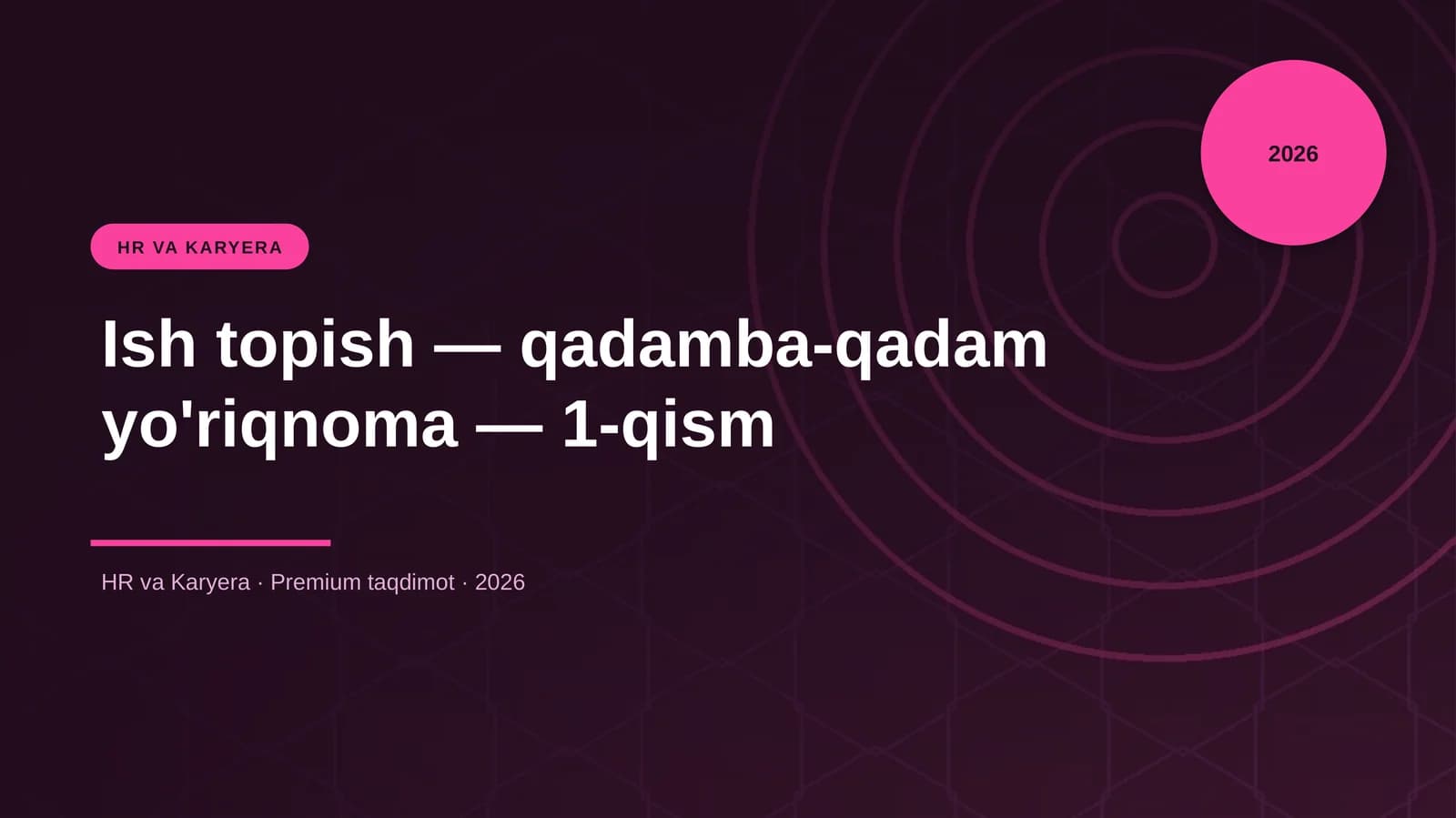 Ish topish — qadamba-qadam yo'riqnoma — 1-qism