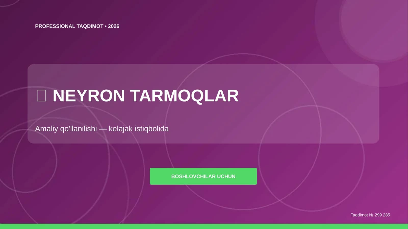 Neyron tarmoqlar: amaliy qo'llanilishi