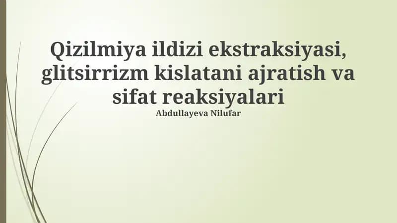 Yashilmiya ildizi ekstraksiyasi