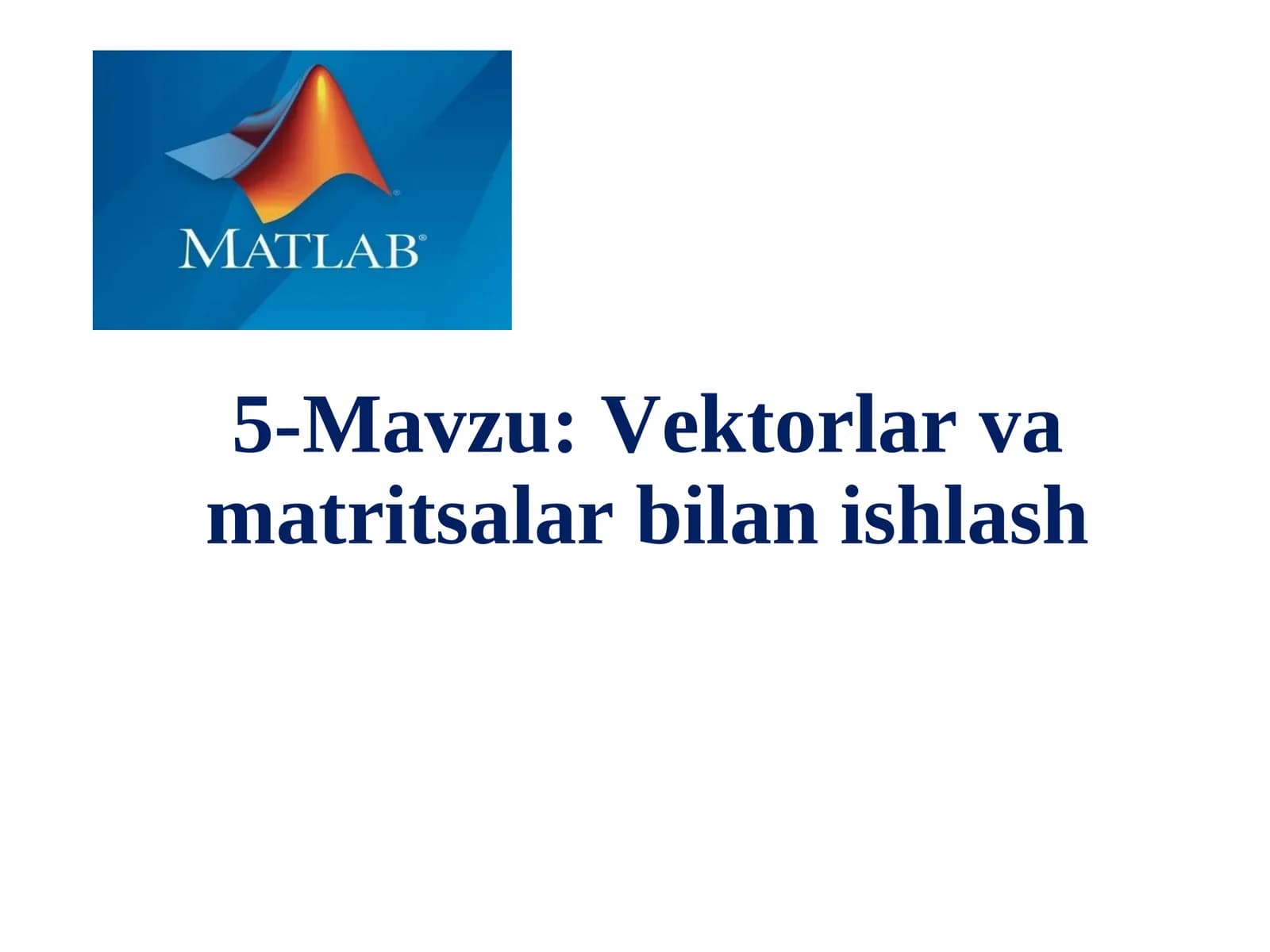 Vektorlar va matritsalar bilan ishlash