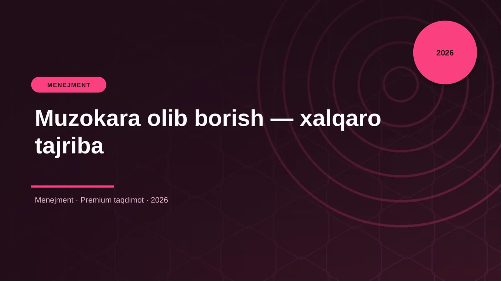 Muzokara olib borish — xalqaro tajriba