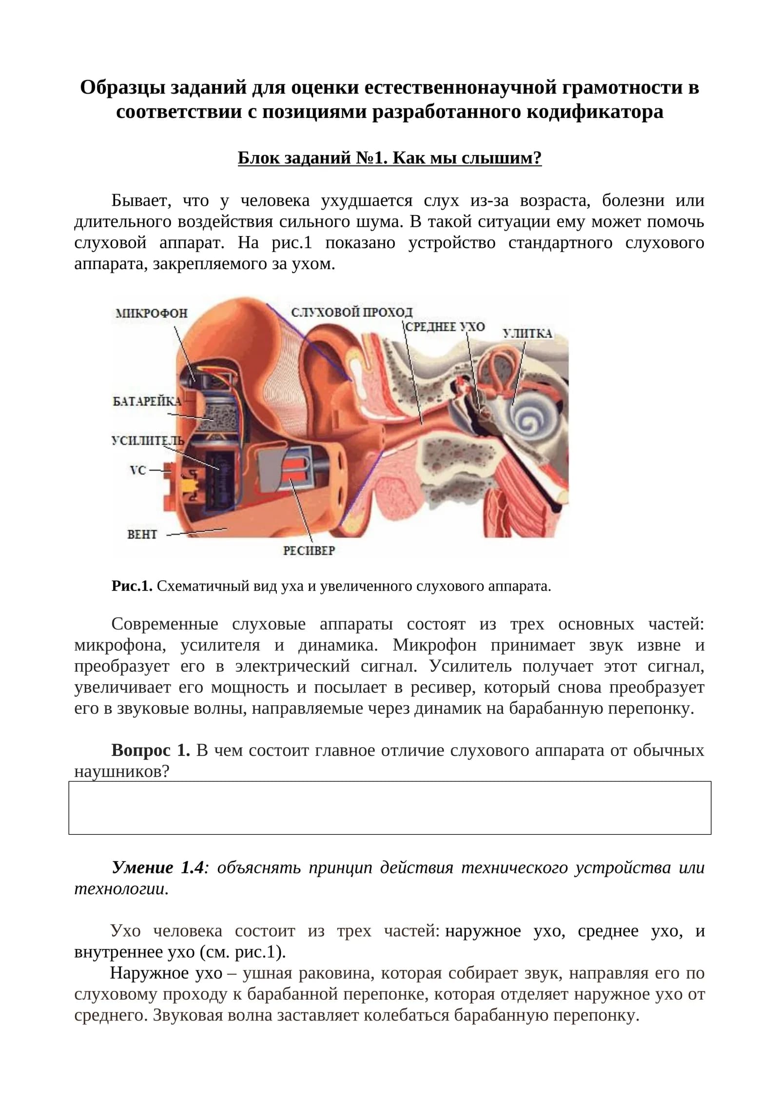 Блок заданий №1. Как мы слышим?