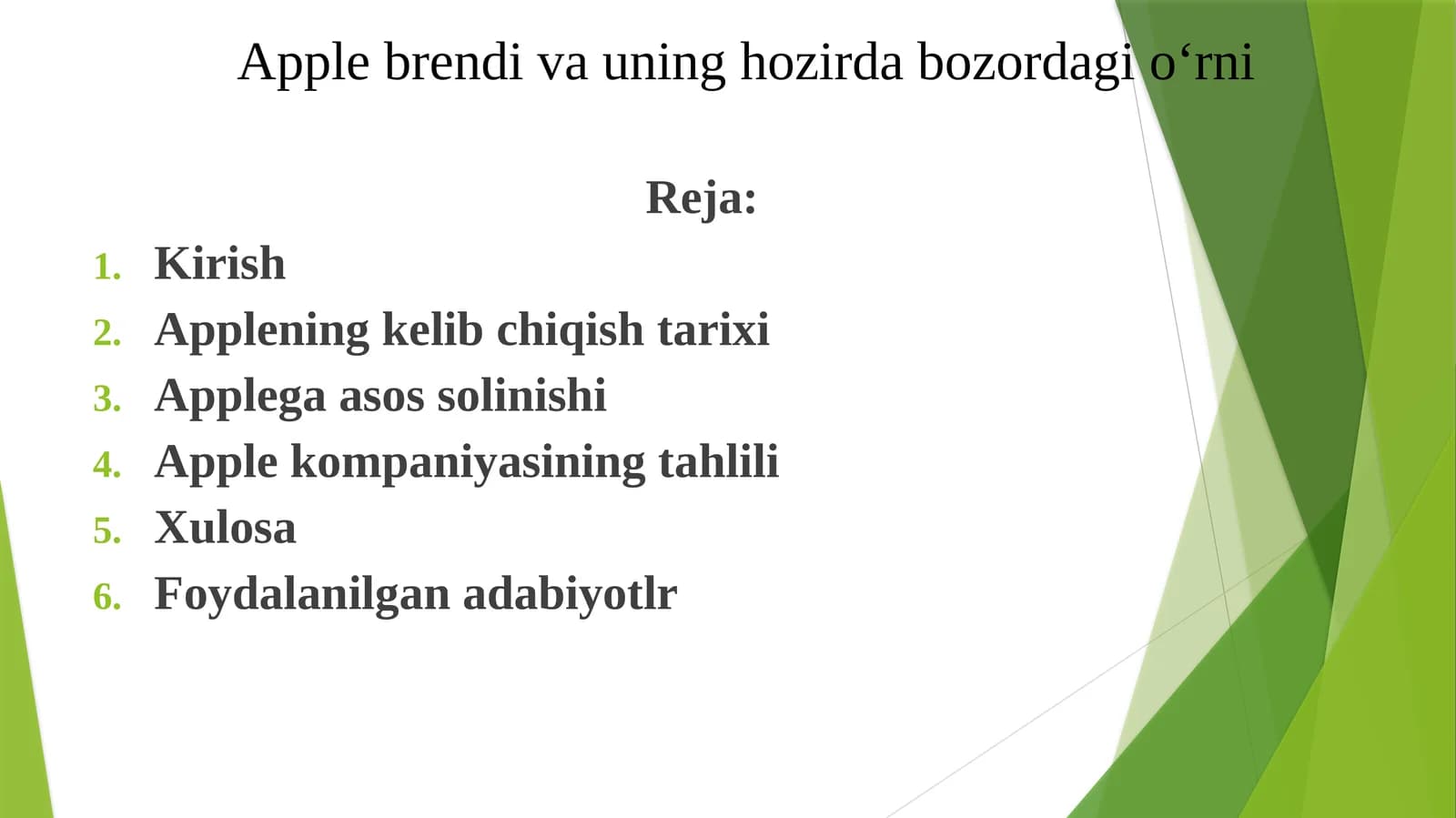 Apple brendi va uning hozirda bozordagi o‘rni