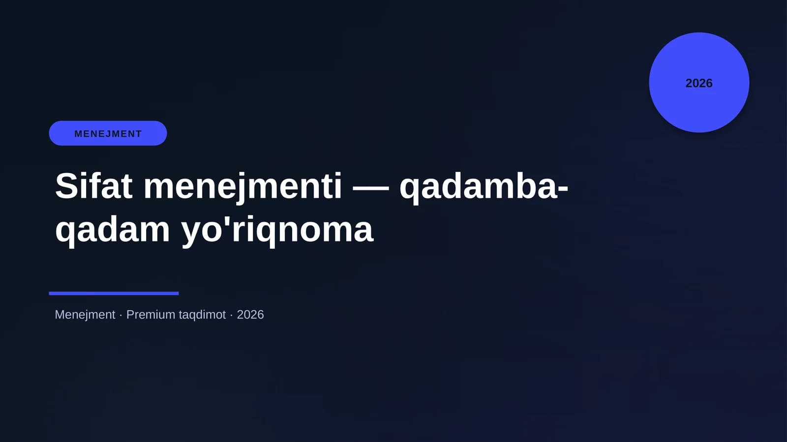 Sifat menejmenti — qadamba-qadam yo'riqnoma