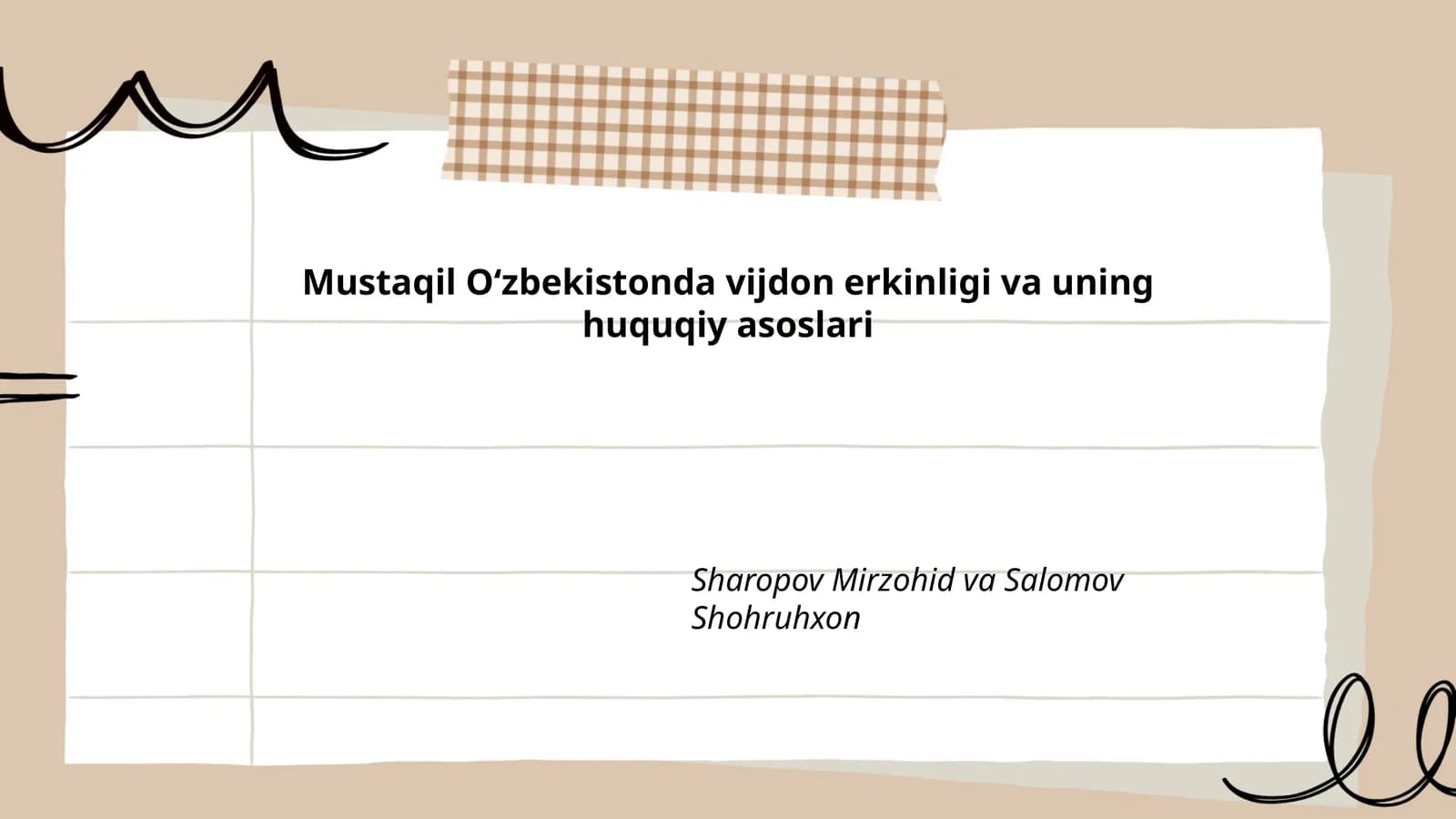 Mustaqil Oʻzbekistonda vijdon erkinligi va uning huquqiy asoslari