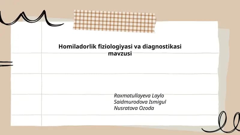 Homiladorlik fiziologiyasi va diagnostikasi